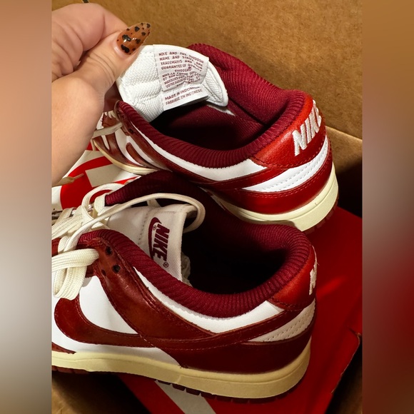Nike Red and White Dunk Low Athletic Shoes - Picture 6 of 9
